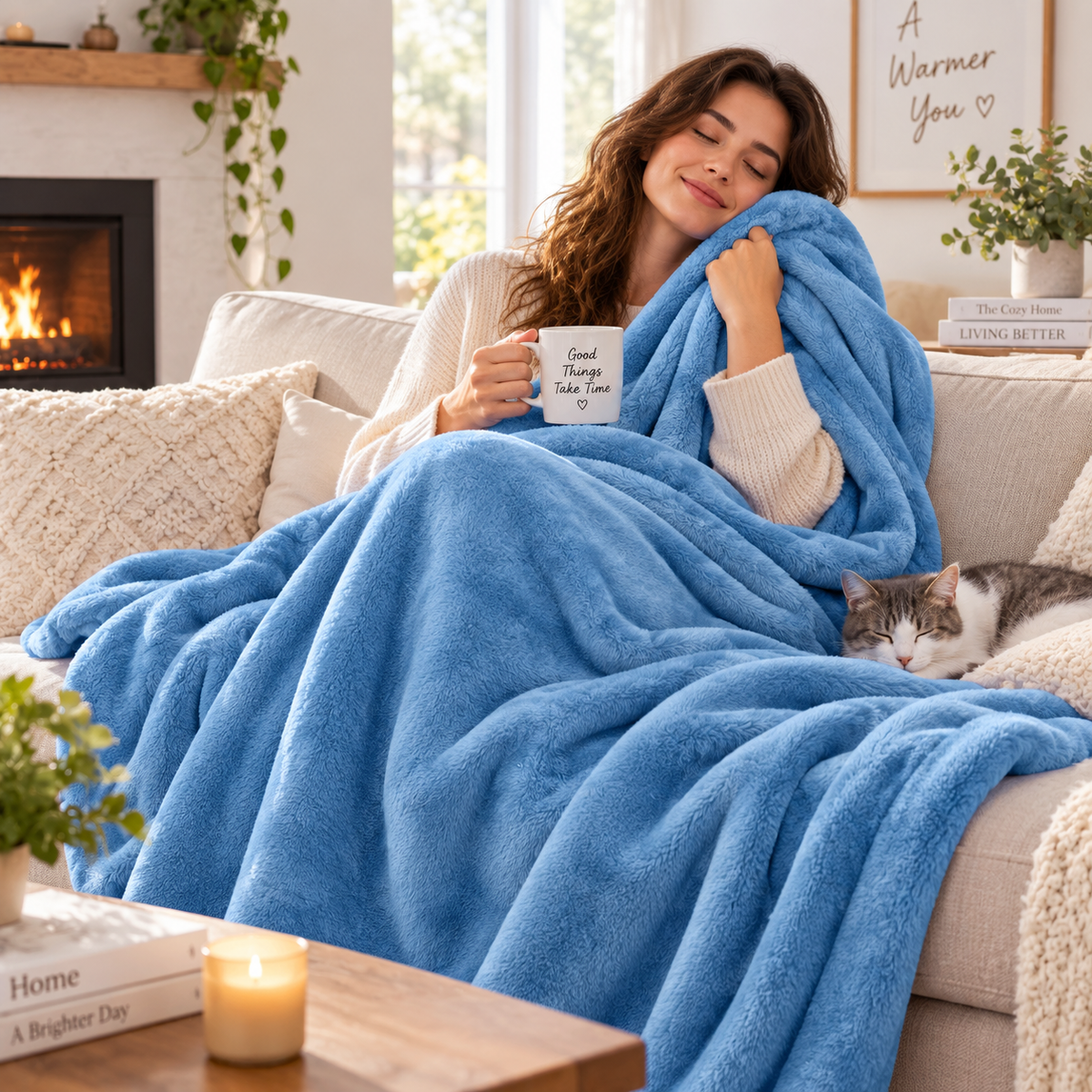 Lightweight Flannel Throw Blanket for Summer & Air-Conditioned Rooms