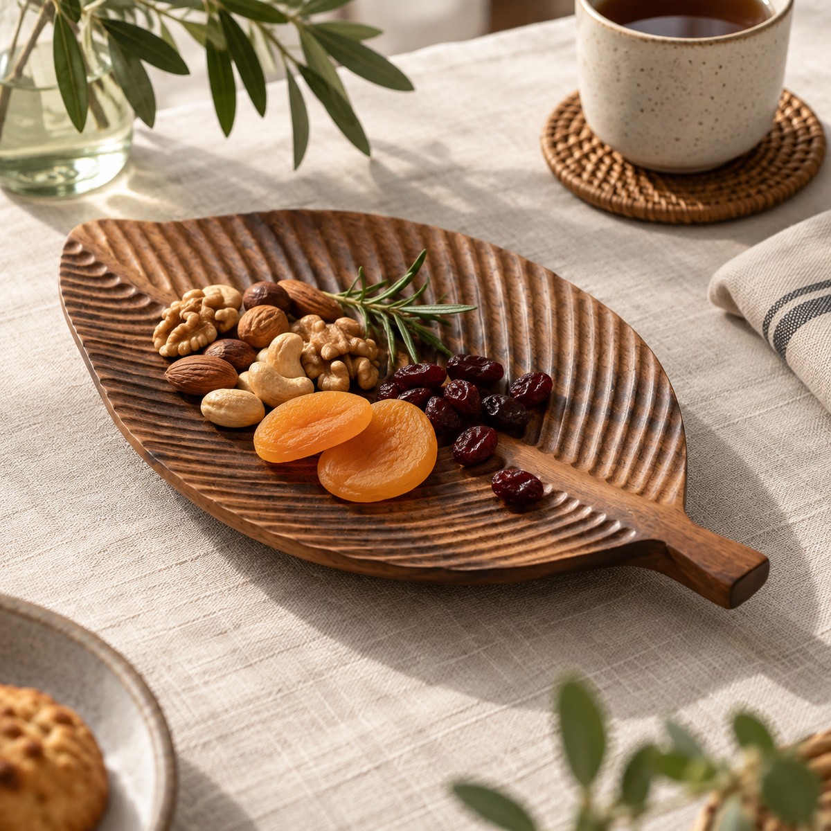 Walnut Wood Leaf-Shaped Tray