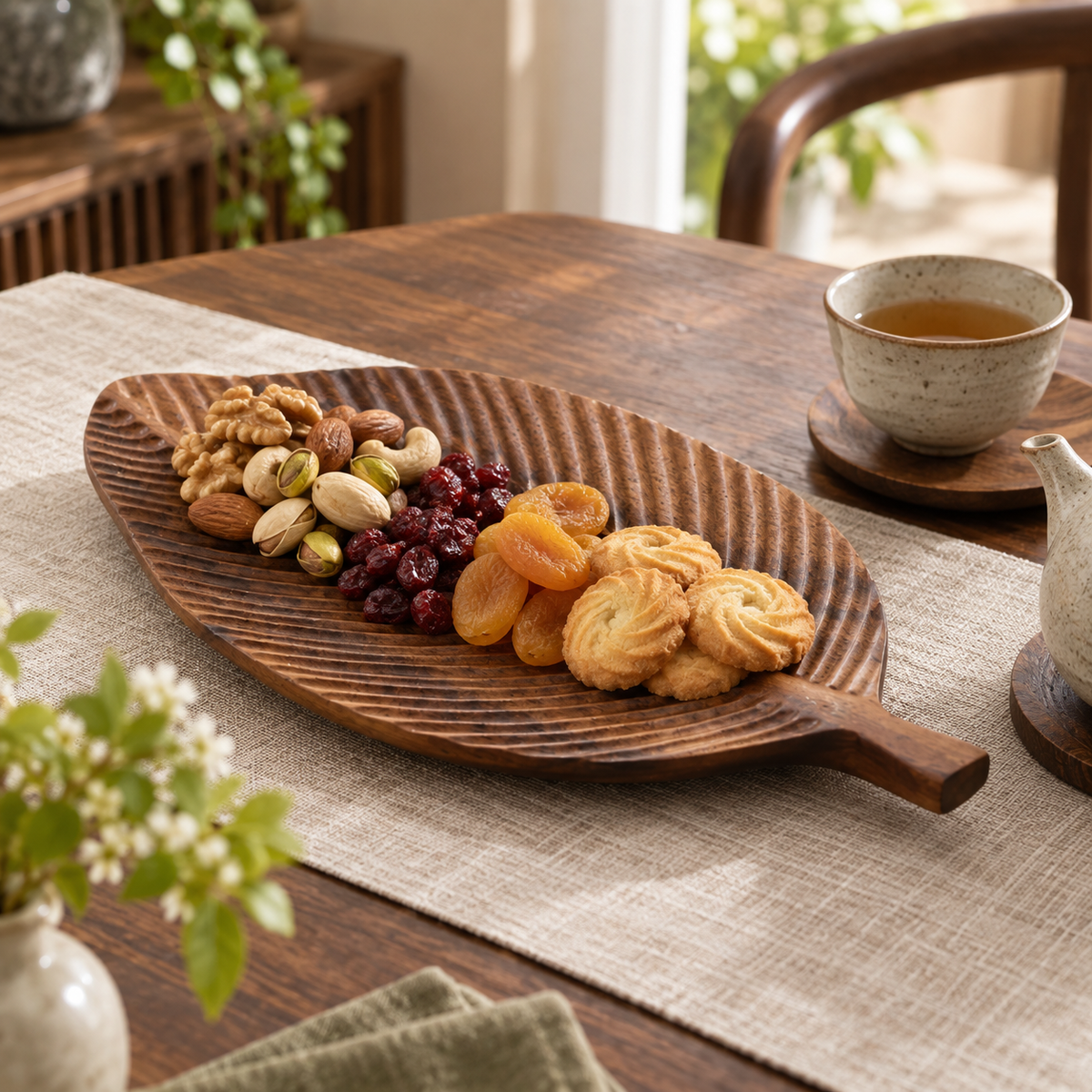 Walnut Wood Leaf-Shaped Tray